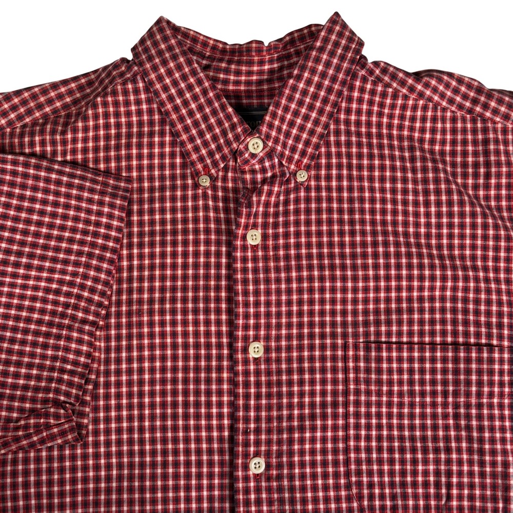 Abercrombie & Fitch Mens L Red Gingham Short Sleeve Button Down Shirt Vintage 90